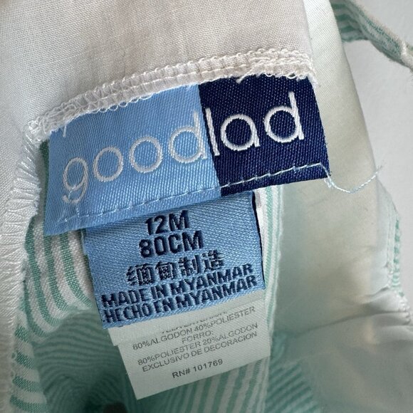 Good Lad 12 Months Boy Blue White Stripe Smocked Airplane One piece - Picture 4 of 4